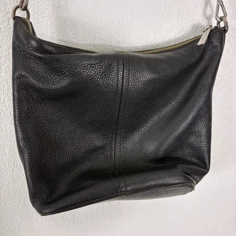 Michael Kors Black Pebbled Leather Fulton Sport Shoulder Purse‎ Big Logo